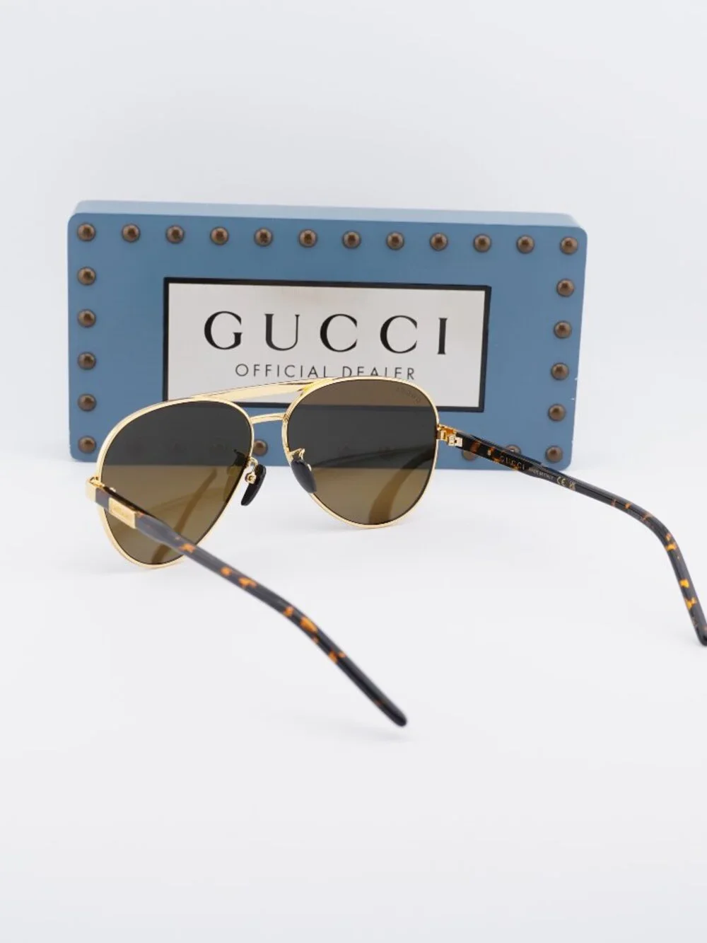 Gucci GG1163S 004 Aviator Sunglasses - Gold/Havana / Brown